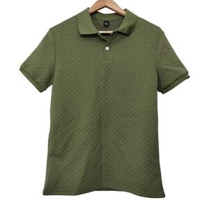 Manfinity Men's Herringbone Short‎ Sleeve Golf Polo Shirt Size M Olive Green
